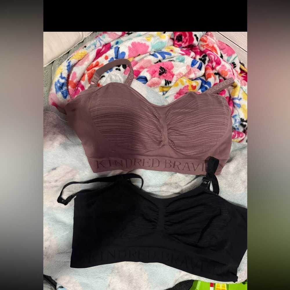 Kindred Bravely Nursing Bras in Mauve and Black